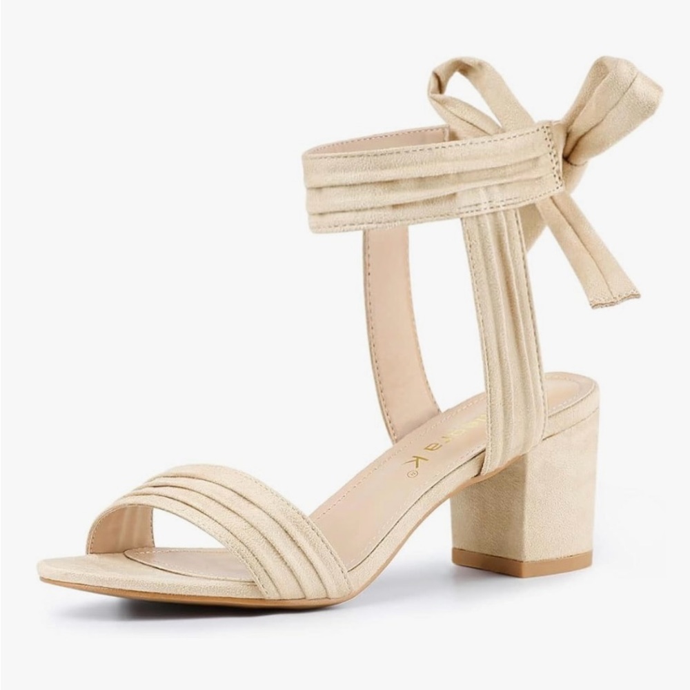 Beige Block Heel Sandals